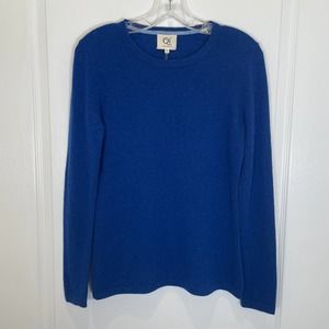 100% Cashmere Pullover Sweater Cobalt Blue Crew / Round Neck M